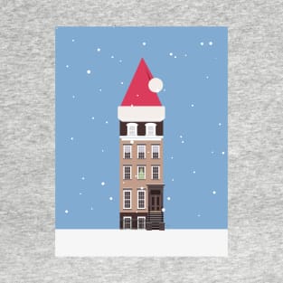 New York City NYC Brownstone Snowy Christmas T-Shirt